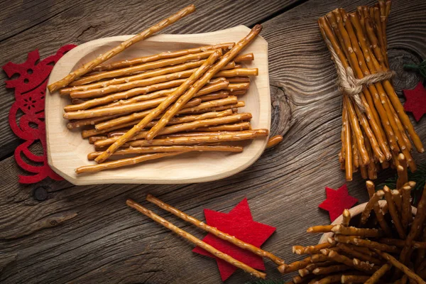 Salty pretzel sticks.