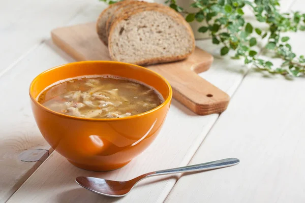 Traditional polish tripe soup with vegetables. — Stock Photo, Image