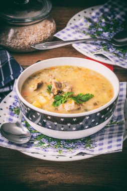 Taşlıklar arpa ve tavuk çorbası.