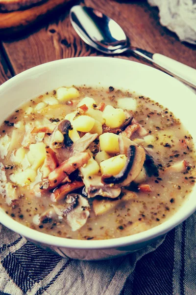 Soupe de seigle aigre. image filtrée de style Instagram . — Photo