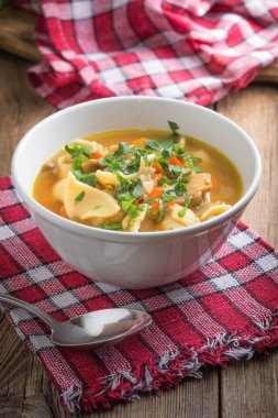 maydanoz ile mantar çorbası.