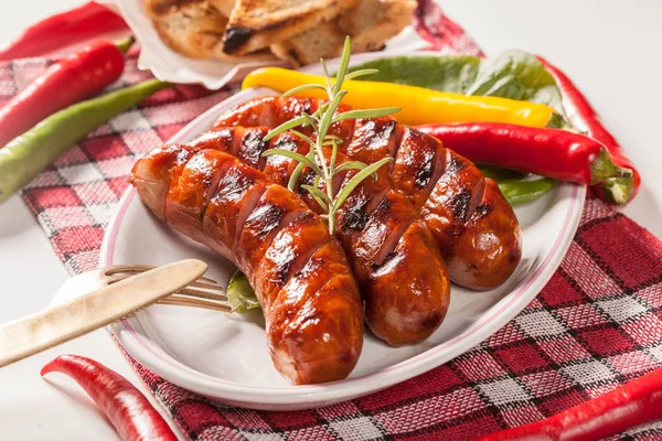 Tasty grilled sausage. — Stock Photo, Image