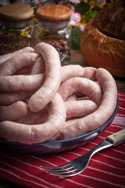 Boiled white sausages. — Stock Photo, Image