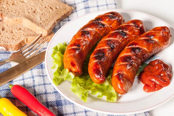 Tasty grilled sausage. — Stock Photo, Image