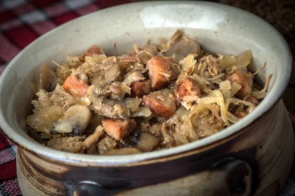 Traditional polish sauerkraut (bigos). — Stock Photo, Image