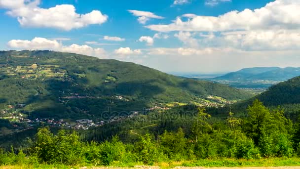 Tid Förflutit Moln Över Bergen Beskid Västra Karpaterna Polen — Stockvideo