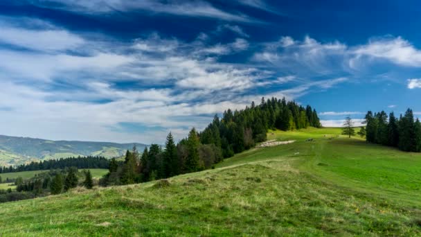 Timelapse Clouds Pieniny Mountains — Stock Video