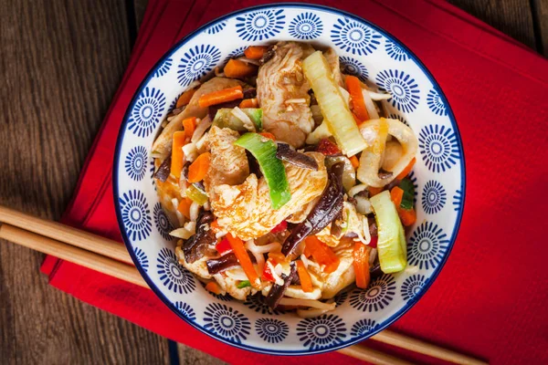 Kase sebze ile kızarmış tavuk.