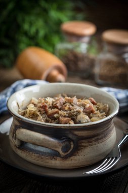 Geleneksel Lehçe lahana turşusu (bigos).