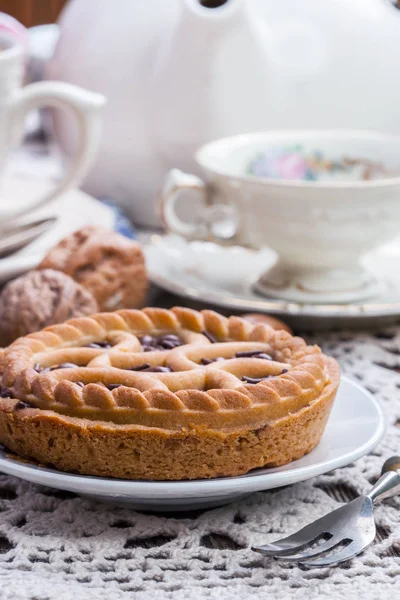 Lekkere chocolade walnoot taart. — Stockfoto