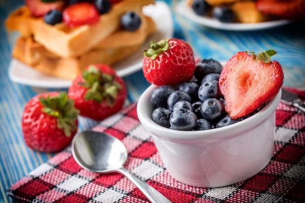 Waffles with berries. — Stock Photo, Image