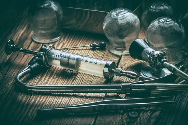 Old medical instruments.