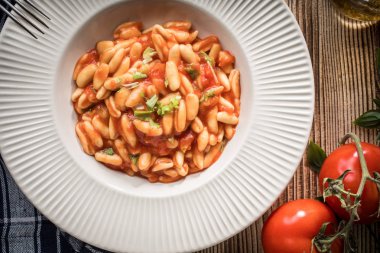 Cavatelli taze domates soslu makarna.