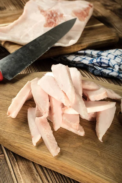 Sliced fresh bacon. — Stock Photo, Image
