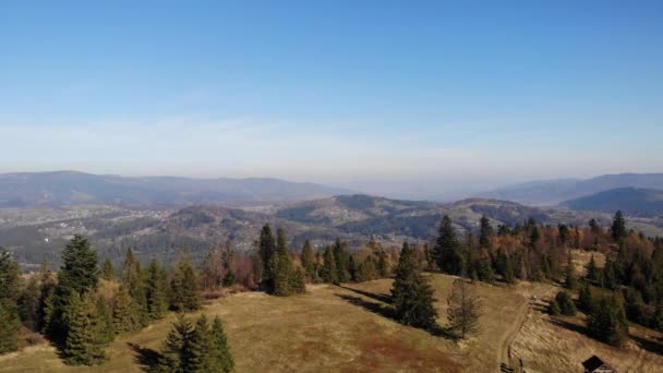 Flug Über Herbstliche Berge Rachowiec Peak Beskid Mountains Poland — Stockvideo