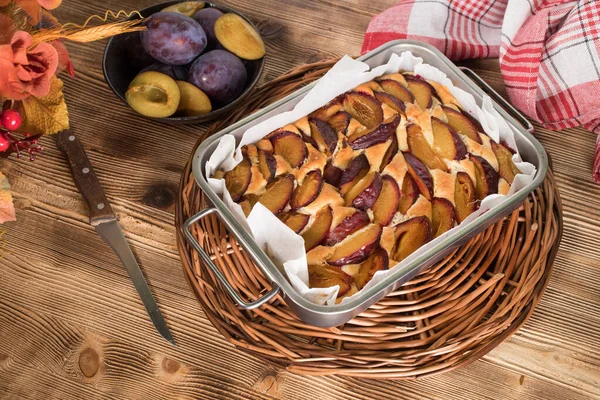 Traditional homemade cake with fruit.