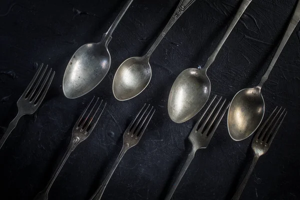 A few old silver cutlery. — Stock Photo, Image