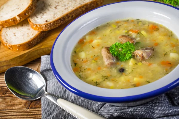 Poolse Gerstsoep Met Groenten Kippenhart Krupnik — Stockfoto