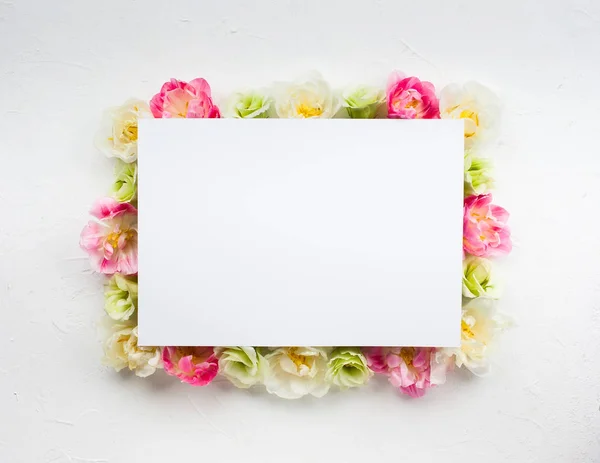 Bela moldura floral no branco — Fotografia de Stock