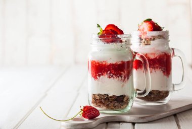 Sağlıklı kahvaltı Mason kavanoz 