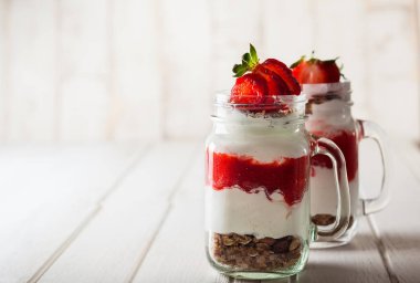 Sağlıklı kahvaltı Mason kavanoz 