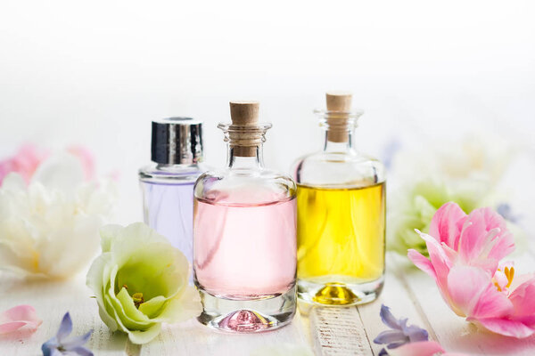 Bottles with essential aroma oil