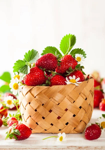 Frische Erdbeere im Korb — Stockfoto