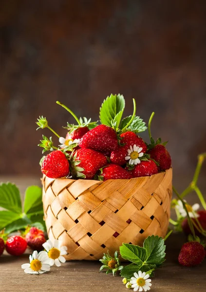 Fragola fresca nel cestino — Foto Stock