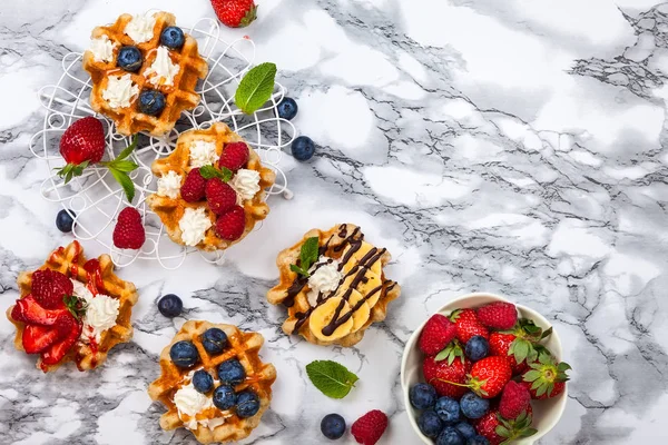 Belgian waffles with berries — Stock Photo, Image