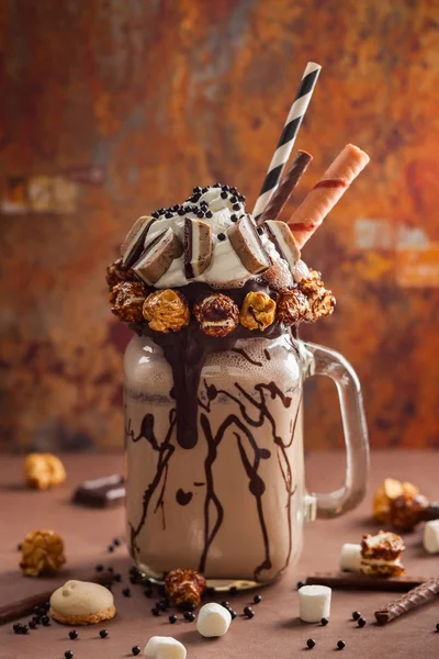 Chocolate freak or crazy shake — Stock Photo, Image