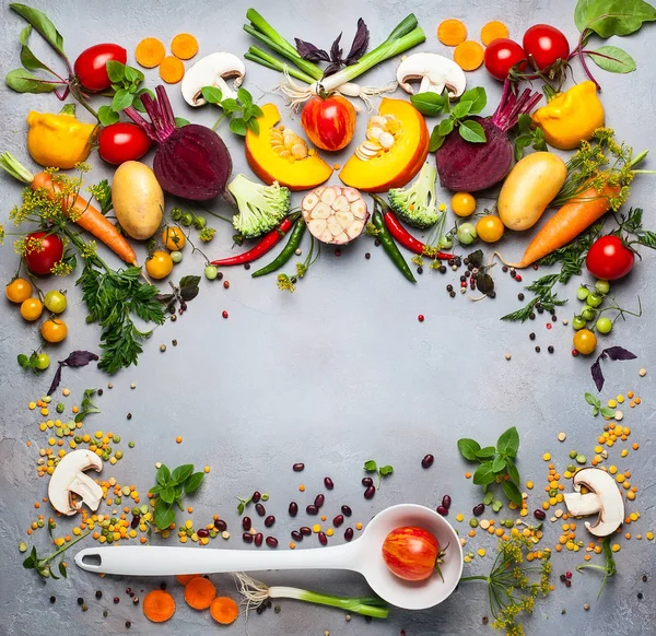 Konzept der gesunden Gemüsesuppen — Stockfoto