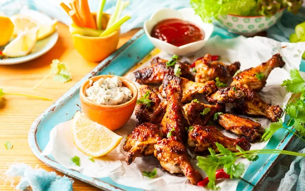 Delicious barbecue chicken wings — Stock Photo, Image