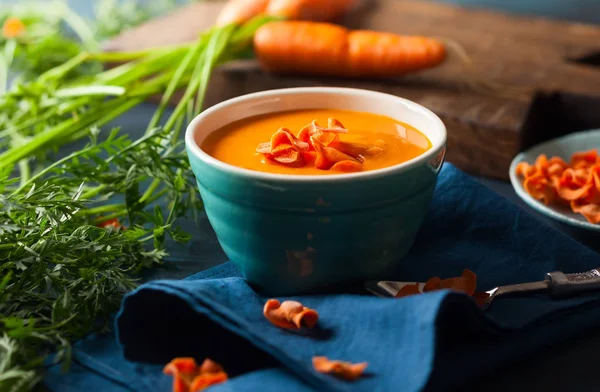 Spicy cream carrot soup — Stock Photo, Image