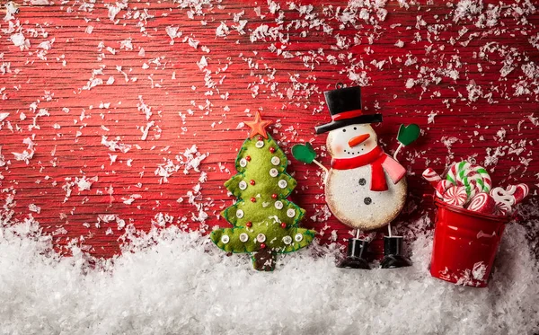 Kerstversiering met sneeuwpop — Stockfoto