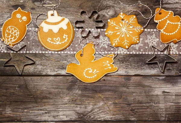 Concepto navideño con galletas en estilo rústico . — Foto de Stock