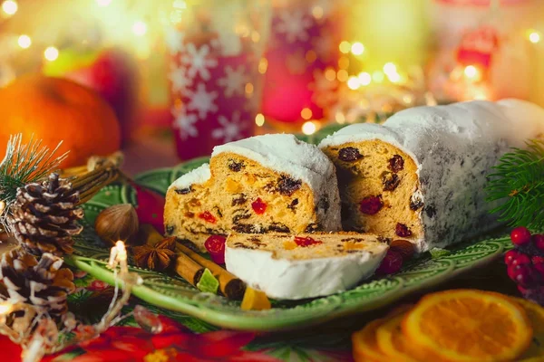 Traditional  Christmas Stollen. — Stock Photo, Image