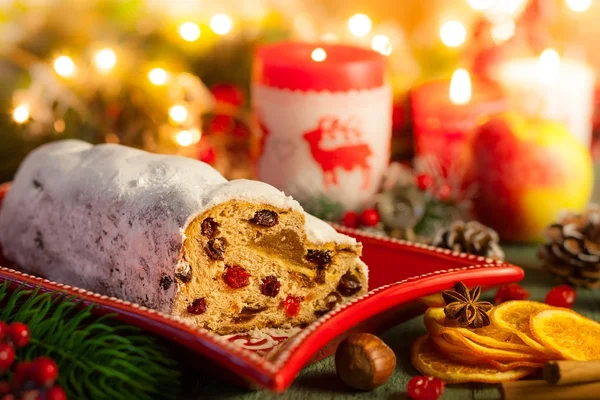 Traditional  Christmas Stollen. — Stock Photo, Image