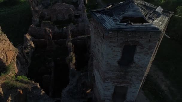 Castle ruins. Golshany. Belarus. Aerial view — Stock Video