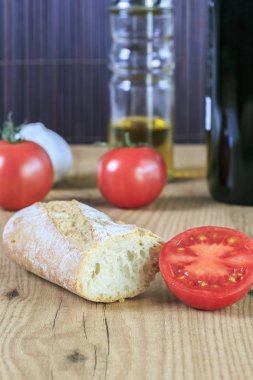 Tipik catalonial Kahvaltı ekmek, domates ve yağ ile