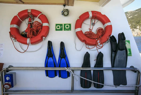 Detalhe de um barco no mar — Fotografia de Stock