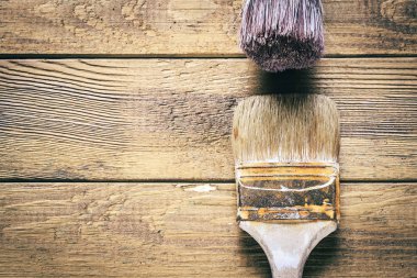 Eski grup oksit vintage araçları. Boya fırçaları