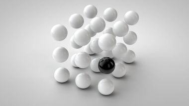 3D top ve bir siyah beyaz