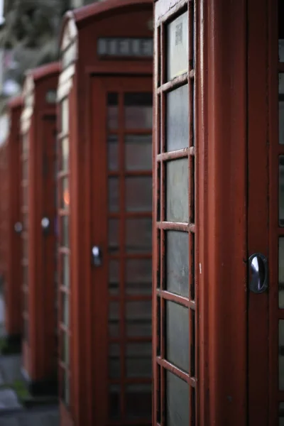 Typiska Röda Telefon Stugor Blackpool — Stockfoto