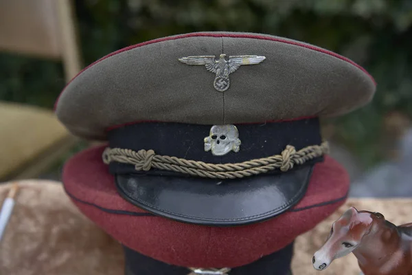 Group of German nazi military hats . World war — Stock Photo, Image