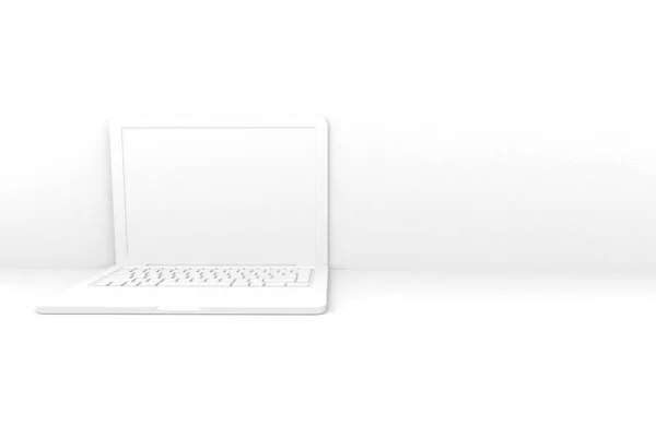 Isolated 3D render laptop computer. White color ,white background — Stock Photo, Image
