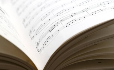 Notalar closeup. Seçici odak ile müzik notaları.