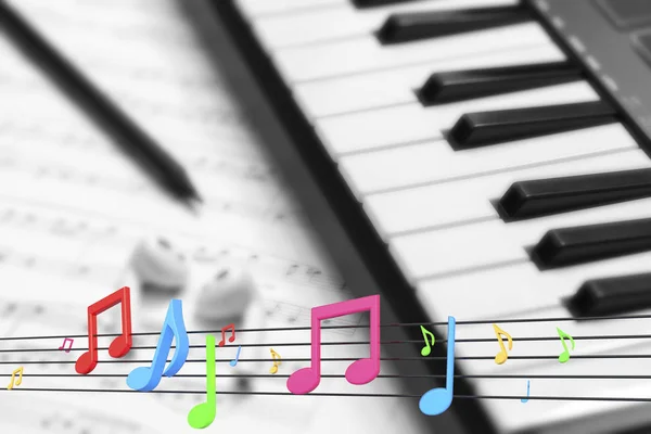 Auriculares con teclado sintetizador musical. Auriculares en electr —  Fotos de Stock