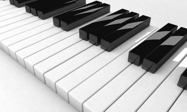 3D render, teclas de piano con notas de clave agudas. Fondo musical —  Fotos de Stock