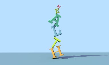 3d harfleri dengede. Eğitim konsepti geçmişi
