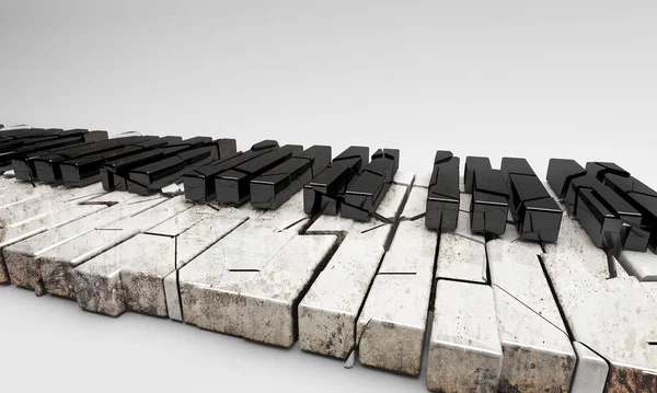 Renderização 3D. Piano quebrado e velho — Fotografia de Stock